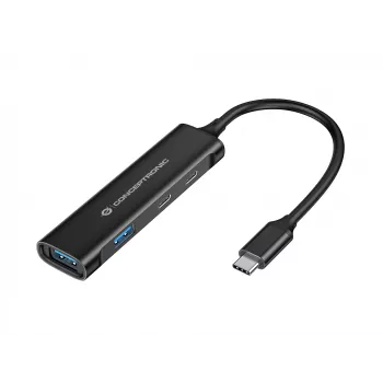 Conceptronic HUBBIES 4-pordiline USB 3.0 jaotur, 2 USB-C ja 2 USB-A porti, alumiiniumkorpus, USB-C pistik