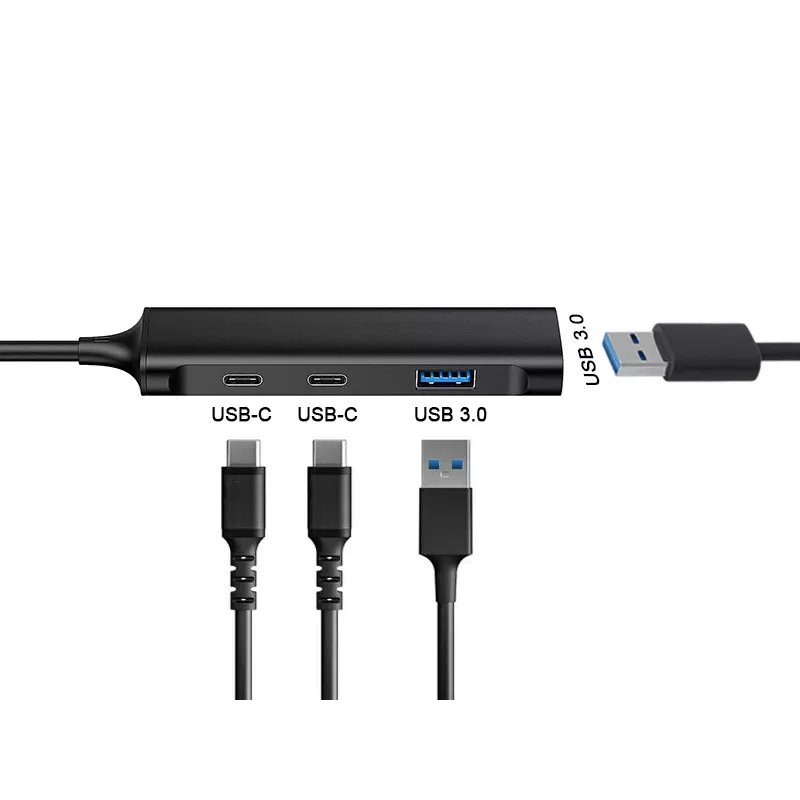 Conceptronic HUBBIES 4-pordiline USB 3.0 jaotur, 2 USB-C ja 2 USB-A porti, alumiiniumkorpus, USB-C pistik
