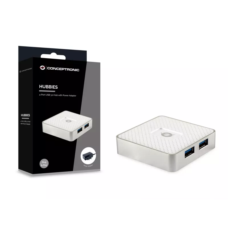 Conceptronic HUBBIES03W liidese jaotur USB 3.2 Gen 1 (3.1 Gen 1) Micro-B 5000 Mbit/s Valge