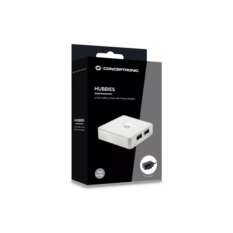 Conceptronic HUBBIES03W liidese jaotur USB 3.2 Gen 1 (3.1 Gen 1) Micro-B 5000 Mbit/s Valge