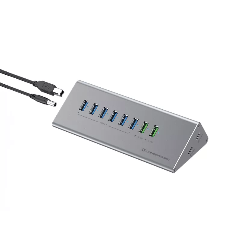 Conceptronic HUBBIES18G 10-in-1 60W USB 3.0 jaotur-laadija komplekt, 2-in-1 USB-C USB-A kaabel, USB 3.2 Gen 1