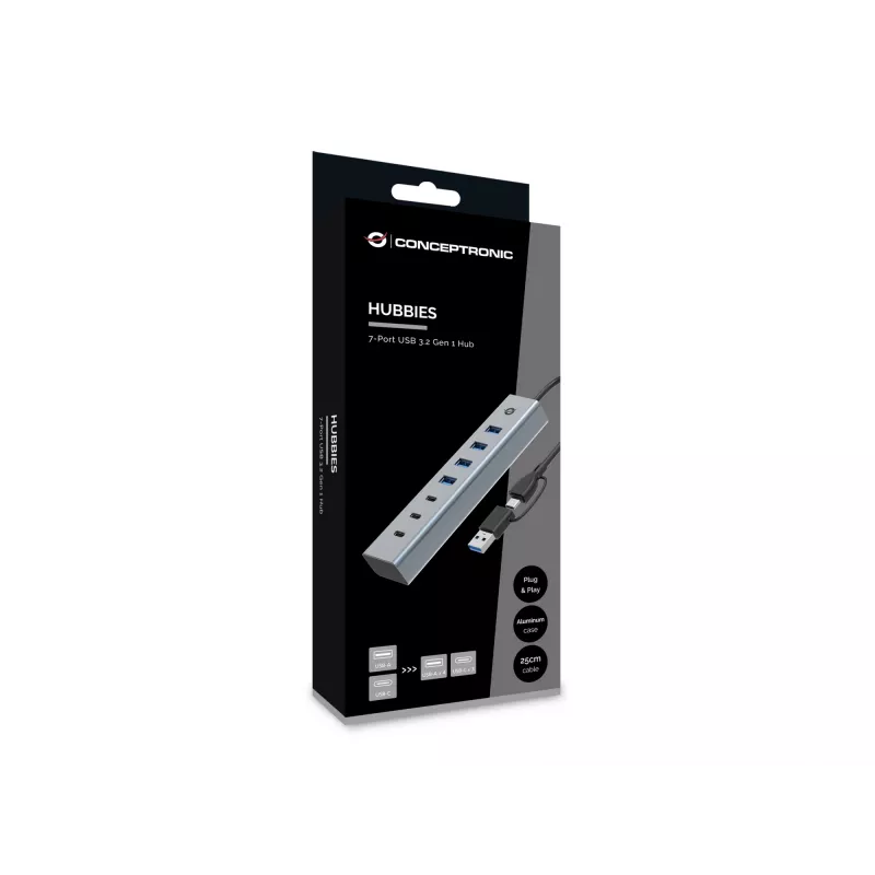 Conceptronic HUBBIES20G 7-pordiline USB 3.0 jaotur, 5 Gbit/s, USB-C x 3, USB-A x 4