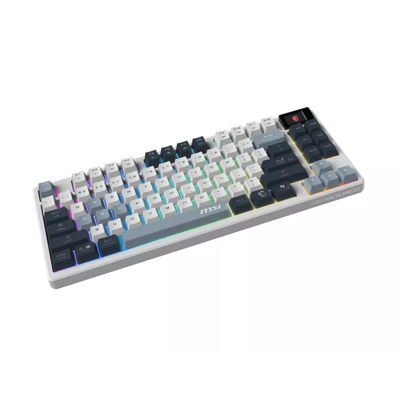 Klaviatuur MSI FORGE GK600 TKL WIRELESS SKY — Tenkeyless mehaaniline, USB + Bluetooth, QWERTY UK inglise, RGB, sinine/valge