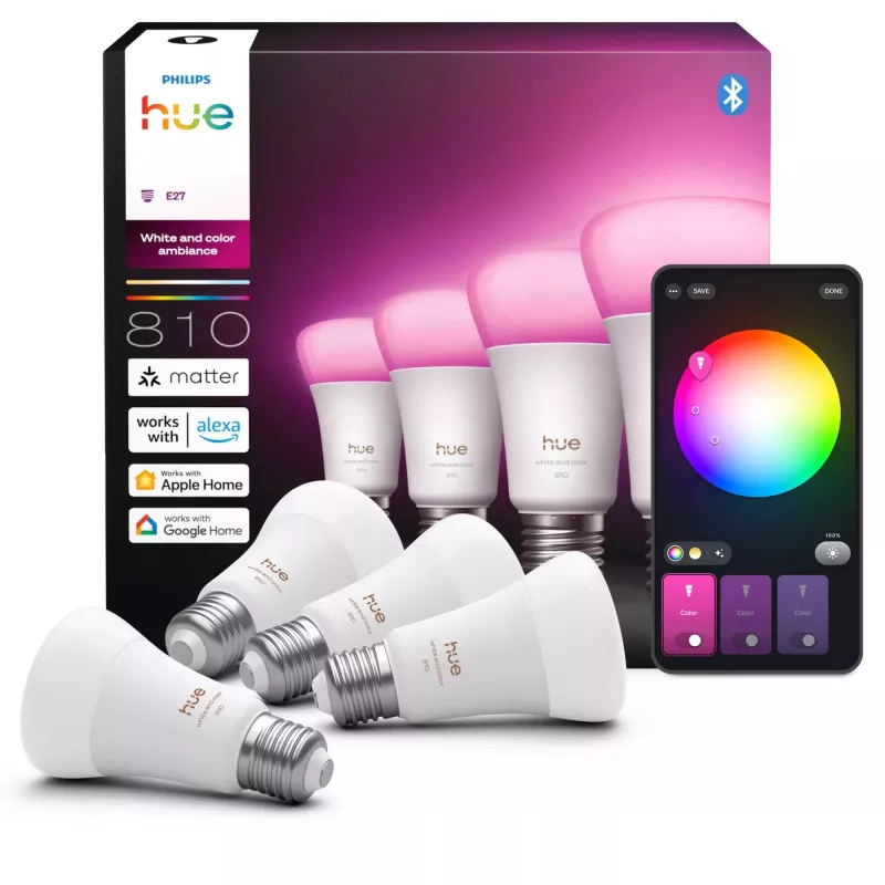 Nutipirn Philips A60 E27, Bluetooth/Zigbee, 6 W, 810 lm, valge, pakis 4 tk