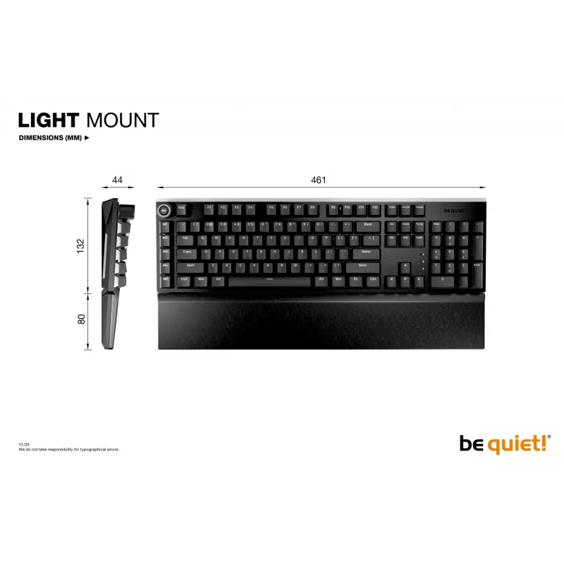 be quiet! Light Mount Silent Linear DE ISO klaviatuur mängimiseks USB QWERTZ must