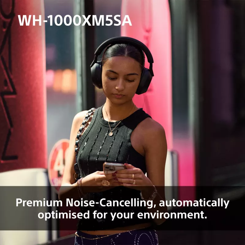 Sony WH-1000XM5SA kõrvaklapid juhtmega ja juhtmevaba ühendusega, peapael, muusika, USB Type-C, Bluetooth, must