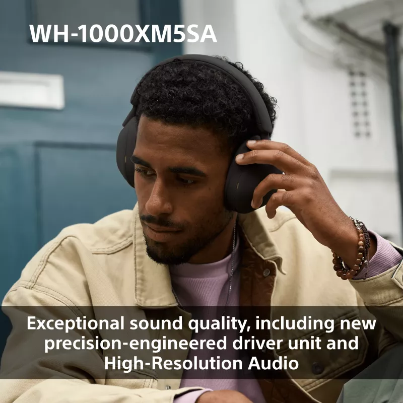 Sony WH-1000XM5SA kõrvaklapid juhtmega ja juhtmevaba ühendusega, peapael, muusika, USB Type-C, Bluetooth, must