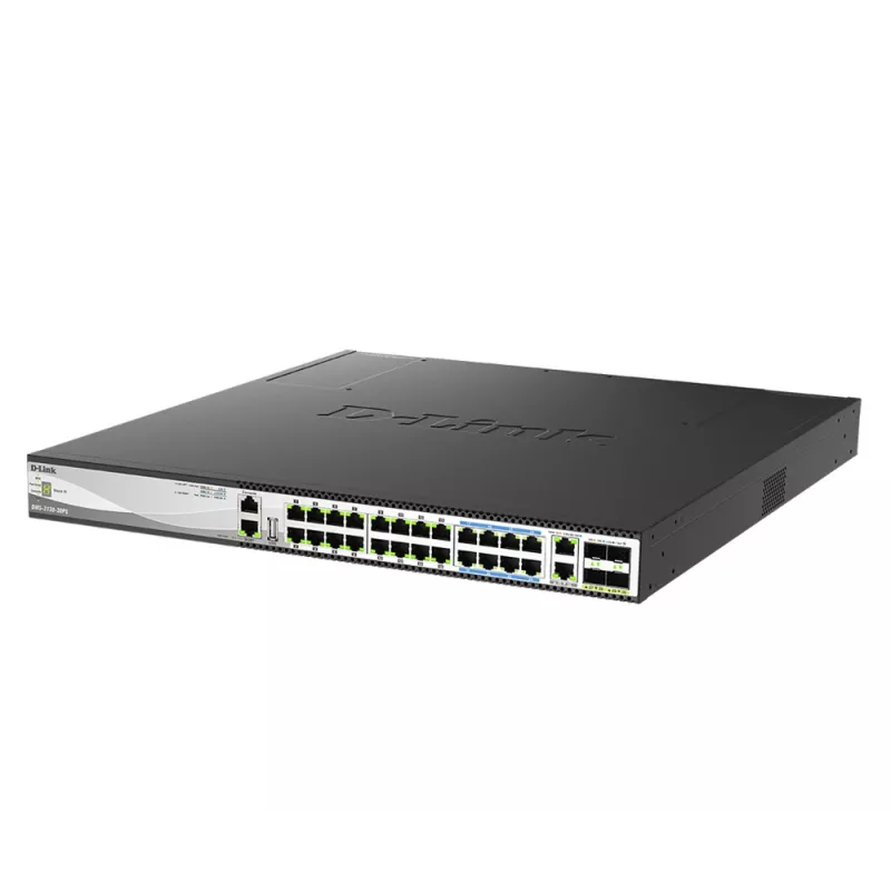 D-Link DMS-3130-30PS võrgulüliti, hallatav L3, 2.5G Ethernet (100/1000/2500), Power over Ethernet (PoE), 1U, must