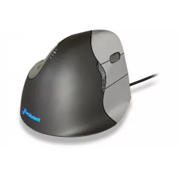 BakkerElkhuizen Evoluent 4, paremakäeline, vertikaalne disain, laser, 2600 DPI, must, hall, hõbedane