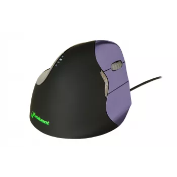 BakkerElkhuizen Evoluent 4 Small, paremakäeline, vertikaalse disainiga, laser, USB Type-A, 2600 DPI, must, lilla