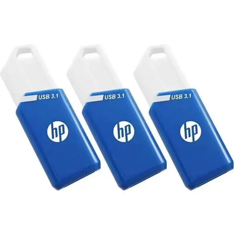 USB-mälupulk HP X755W PACK x3 — 128 GB, USB Type-A 3.2 Gen 1, liugdisain, sinine/valge