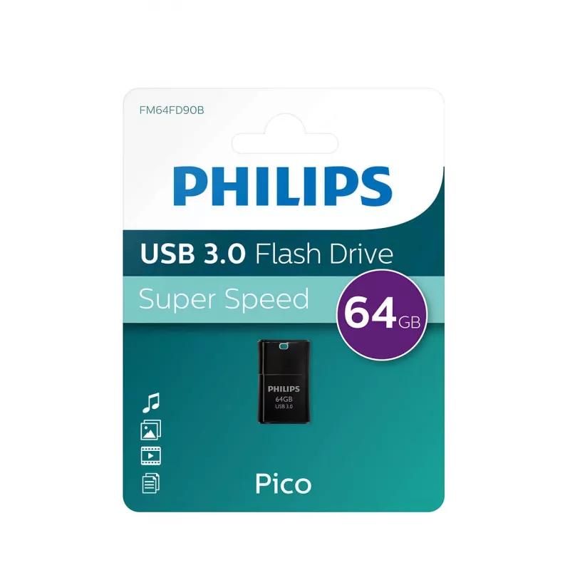 Philips Pico Edition 3.0 USB-mälupulk 64 GB USB Type-A 3.2 Gen 1 (3.1 Gen 1) Must