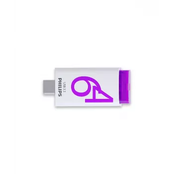 Philips Click USB-mälupulk 64 GB USB USB-C 3.2 Gen 1 (3.1 Gen 1) Violetne, Valge