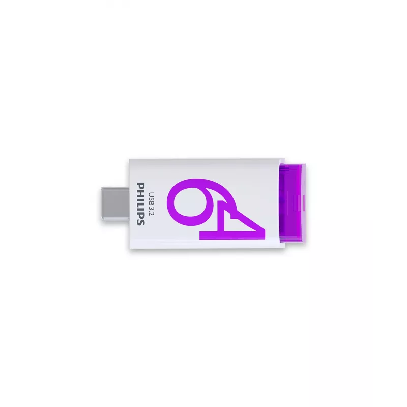 Philips Click USB-mälupulk 64 GB USB USB-C 3.2 Gen 1 (3.1 Gen 1) Violetne, Valge