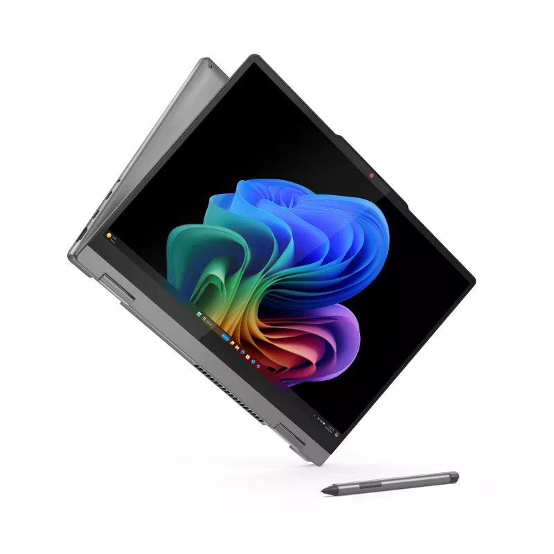 Lenovo IdeaPad 5 2-in-1 14Q8X9 Copilot+ PC Snapdragon X1P-42-100 Hübriid (2-in-1) 35,6 cm (14 tolli) Puuteekraan WUXGA 16 GB LPDDR5x-SDRAM 1 TB SSD Wi-Fi 7 (802.11be) Windows 11 Home Hall