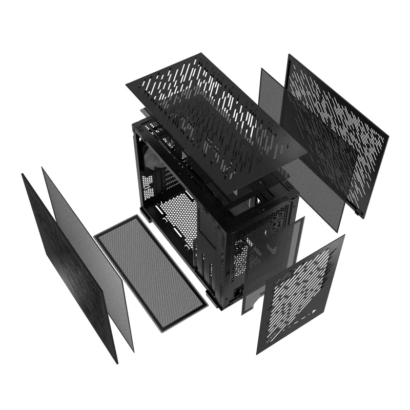 XPG VALOR AIR NANO MID-TOWER KORPUS - Must, Midi Tower, PC, Must, mikro-ATX, Mini-ITX, SPCC, 17 cm