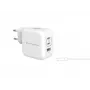 Conceptronic 3-pordiline 67 W GaN USB PD laadija koos USB-C laadimiskaabliga, USB-C x 2, USB-A x 1, QC 3.0, PPS