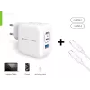 Conceptronic 3-pordiline 67 W GaN USB PD laadija koos USB-C laadimiskaabliga, USB-C x 2, USB-A x 1, QC 3.0, PPS