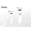 Conceptronic 3-pordiline 67 W GaN USB PD laadija koos USB-C laadimiskaabliga, USB-C x 2, USB-A x 1, QC 3.0, PPS