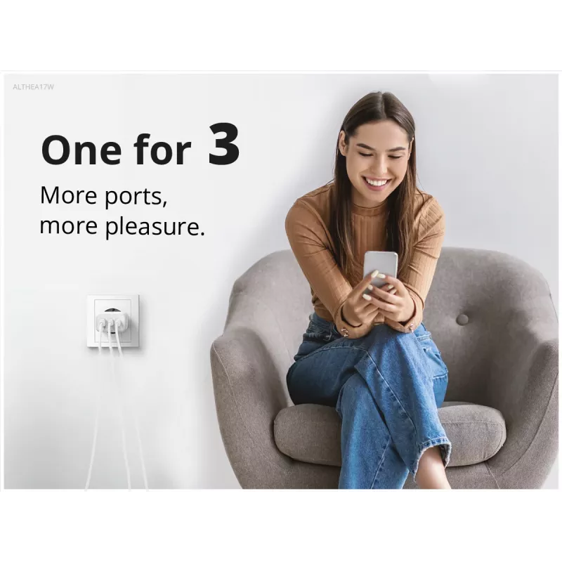 Conceptronic 3-pordiline 67 W GaN USB PD laadija koos USB-C laadimiskaabliga, USB-C x 2, USB-A x 1, QC 3.0, PPS