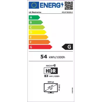 LG UHD 43UR78006LK 109.2 cm (43 tolli) 4K Ultra HD nutiteler Wi-Fi must