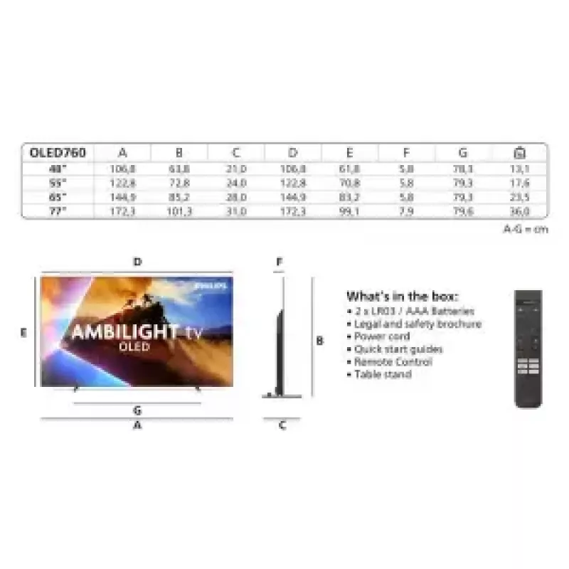 Philips Ambilight 48OLED760/12 TV 121,9 cm (48 tolli) 4K Ultra HD Smart TV Wi-Fi Hall