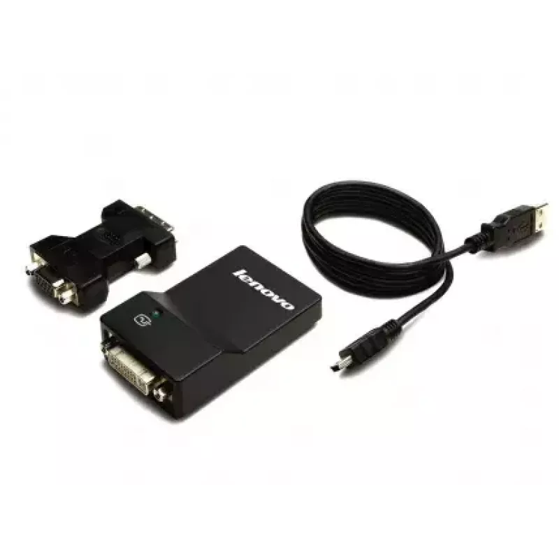 Lenovo USB 3.0 - DVI/VGA USB graafikaadapter 2048 x 1152 pikslit Must