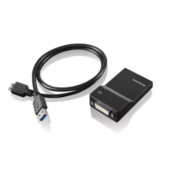 Lenovo USB 3.0 - DVI/VGA USB graafikaadapter 2048 x 1152 pikslit Must