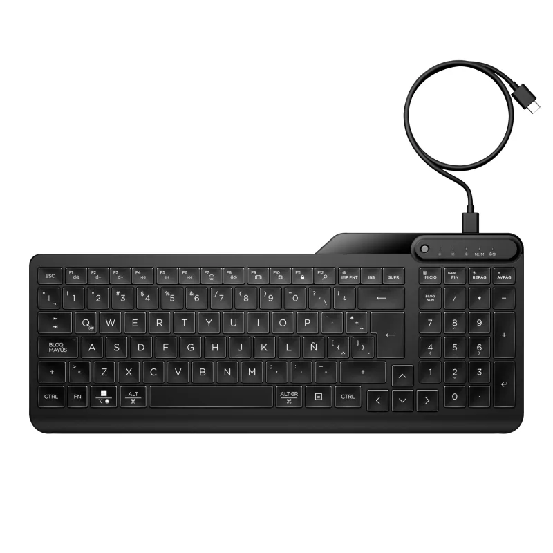 HP 400 Tagantvalgustatud Juhtmega Klaviatuur Täissuuruses USB Must