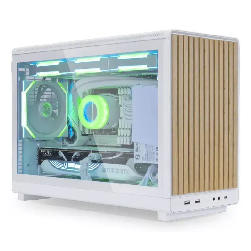 Arvuti korpus Lian Li A3-mATX Micro Tower — Valge puiduga, toetab ATX/SFX/SFX-L toiteplokke, Micro-ATX/Micro-ITX, 1x3,5 tolli + 2x2,5 tolli