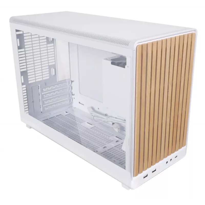Arvuti korpus Lian Li A3-mATX Micro Tower — Valge puiduga, toetab ATX/SFX/SFX-L toiteplokke, Micro-ATX/Micro-ITX, 1x3,5 tolli + 2x2,5 tolli