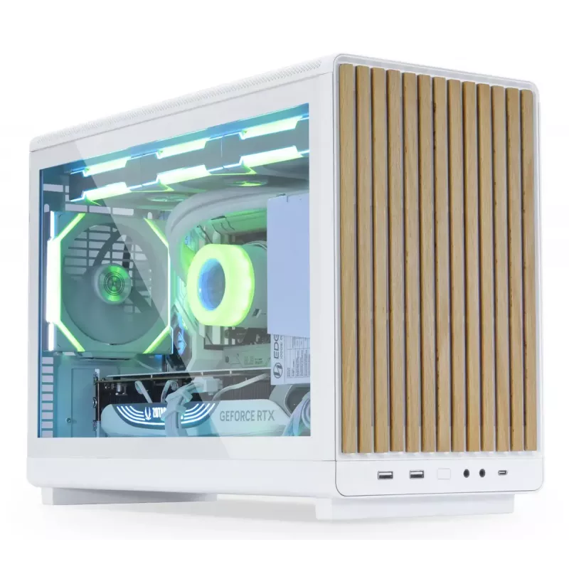 Arvuti korpus Lian Li A3-mATX Micro Tower — Valge puiduga, toetab ATX/SFX/SFX-L toiteplokke, Micro-ATX/Micro-ITX, 1x3,5 tolli + 2x2,5 tolli