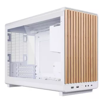 Arvuti korpus Lian Li A3-mATX Micro Tower — Valge puiduga, toetab ATX/SFX/SFX-L toiteplokke, Micro-ATX/Micro-ITX, 1x3,5 tolli + 2x2,5 tolli