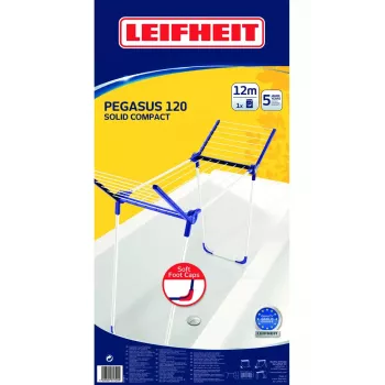 Põrandal seisev riidekuivatusrest Leifheit Pegasus 120 Solid Compact, kokkupandav metallist/plastikust, 12 m kuivatuspinda, 920×440×1490 mm