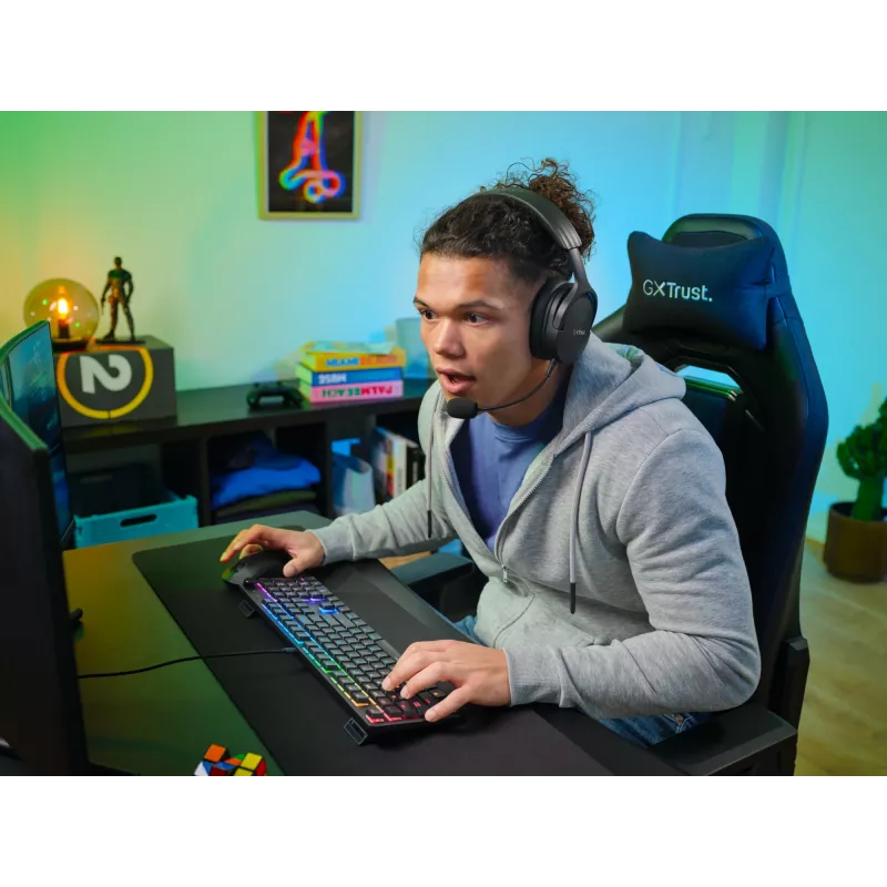 Mehaaniline mänguriklaviatuur TRUST GXT 866 TORIX USB täissuuruses 104-klahviga QWERTY must RGB-valgustusega