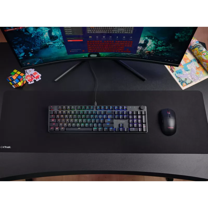 Mehaaniline mänguriklaviatuur TRUST GXT 866 TORIX USB täissuuruses 104-klahviga QWERTY must RGB-valgustusega
