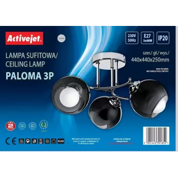Rippvalgusti ActiveJet AJE-PALOMA 3P E27, 3×40W, laevent, hõbedane, IP20, 440×250 mm
