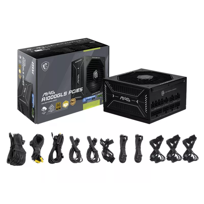 MSI MAG A1000GLS PCIE5 toiteplokk 1000 W 24-kontaktiline ATX ATX Must