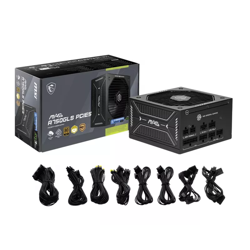 Toiteplokk MSI MAG A750GLS PCIE5 750W 24-pin ATX täismodulaarne 80 PLUS Gold must