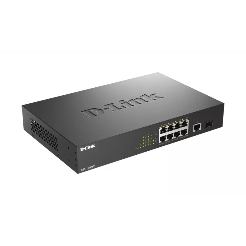 D-Link DGS-1010MP/E võrgulüliti, haldamata, L2, Gigabit Ethernet (10/100/1000), Power over Ethernet (PoE), 1U, must