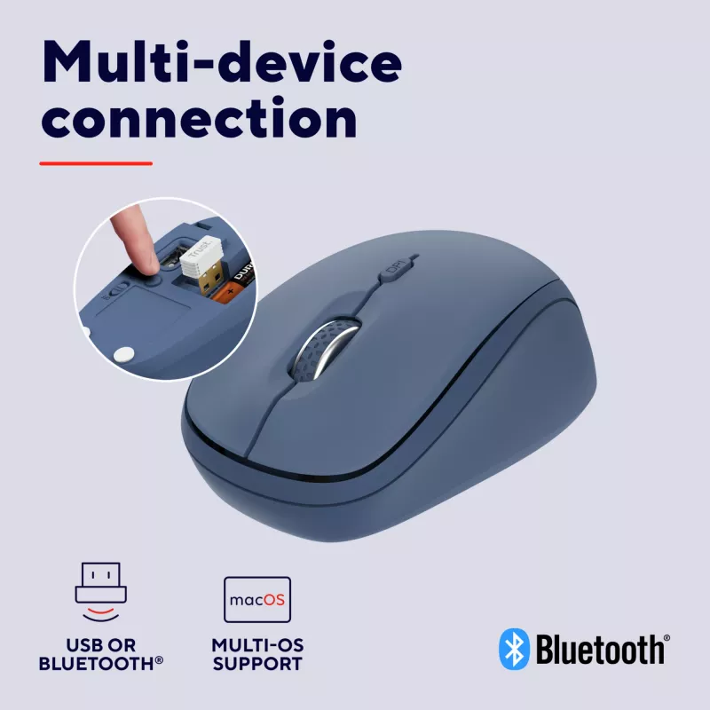 Trust Yvi+ hiir Universaalne Mõlemakäeline RF Wireless + Bluetooth Optiline 1600 DPI