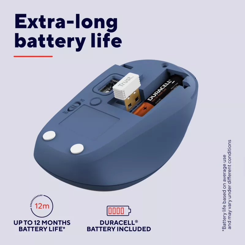 Trust Yvi+ hiir Universaalne Mõlemakäeline RF Wireless + Bluetooth Optiline 1600 DPI
