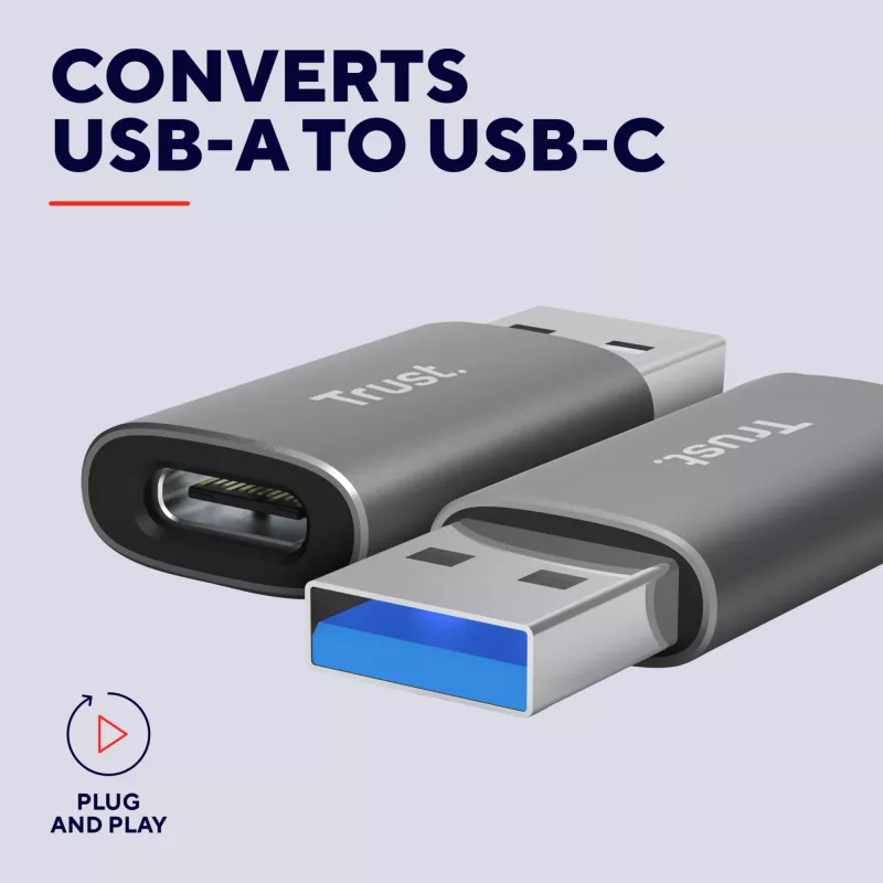 Trust Calyx USB-C USB-A hall pistik 1 USB-C pistik 2 USB-A
