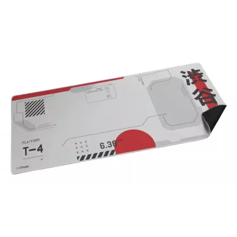 Mänguhiirematt TRUST GXT 759 XXL — PET-pind, 900×400 mm, õmmeldud servad, libisemiskindel alus (must/hall/punane/valge)