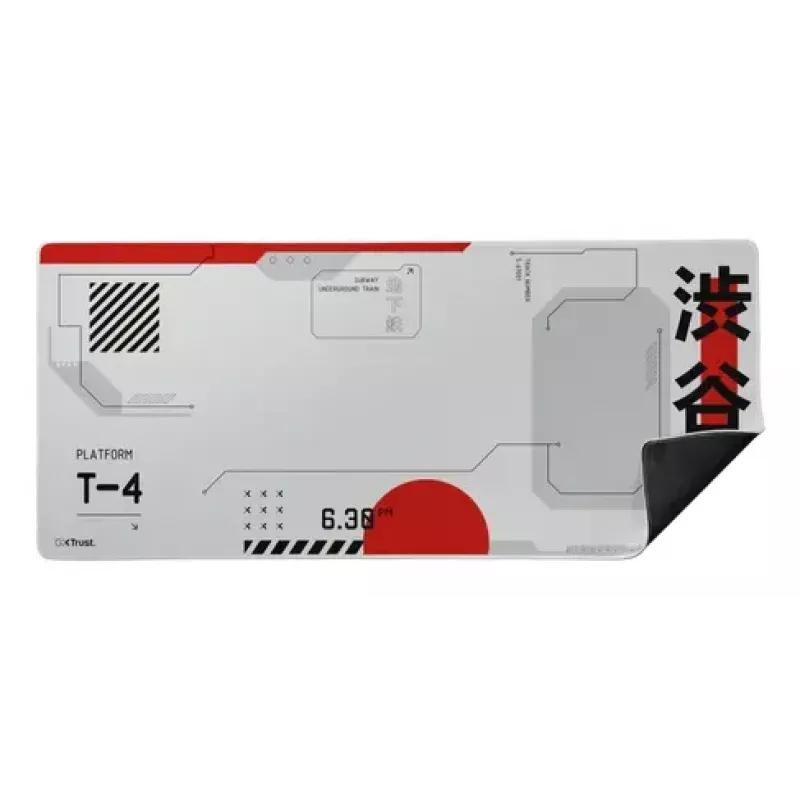 Mänguhiirematt TRUST GXT 759 XXL — PET-pind, 900×400 mm, õmmeldud servad, libisemiskindel alus (must/hall/punane/valge)