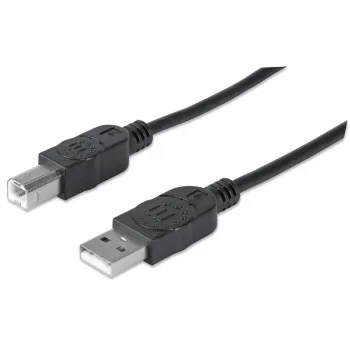 Manhattani USB-A–USB-B kaabel, 3 m, isane–isane, 480 Mbit/s (USB 2.0), Hi-Speed USB, must, eluaegne garantii, samaväärne USB2HAB3M-ga.