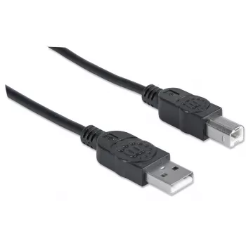 Manhattani USB-A–USB-B kaabel, 3 m, isane–isane, 480 Mbit/s (USB 2.0), Hi-Speed USB, must, eluaegne garantii, samaväärne USB2HAB3M-ga.