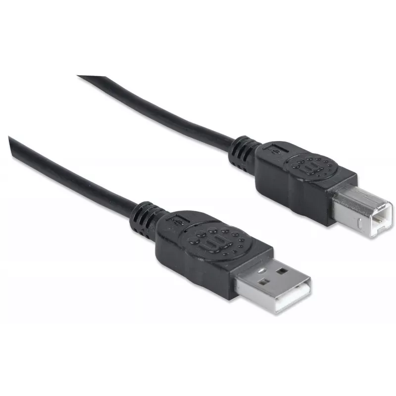 Manhattani USB-A–USB-B kaabel, 3 m, isane–isane, 480 Mbit/s (USB 2.0), Hi-Speed USB, must, eluaegne garantii, samaväärne USB2HAB3M-ga.