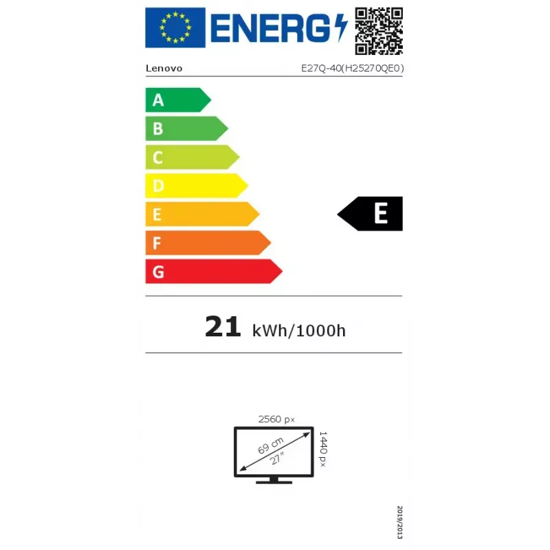 Monitor Lenovo ThinkVision E27Q-40 27 tolli LCD Quad HD 2560 x 1440