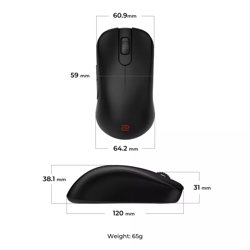 Mänguhiir BenQ ZOWIE S2-DW paremakäeline RF juhtmevaba 3200 DPI
